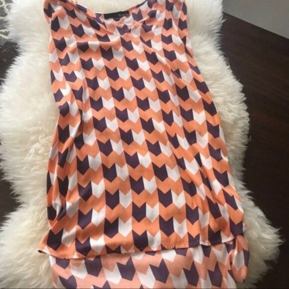 Ro&De Women's Colorful Chevron Print Silky‎ Scoop-Neck Tank Top Blouse Size S - Picture 2 of 6